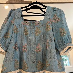 Christy Dawn “ Bo Blouse” cerulean bouquet size small